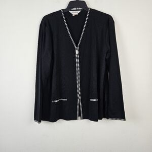 Exclusively Misook Black Cardigan Size Medium Office Career Work Ready